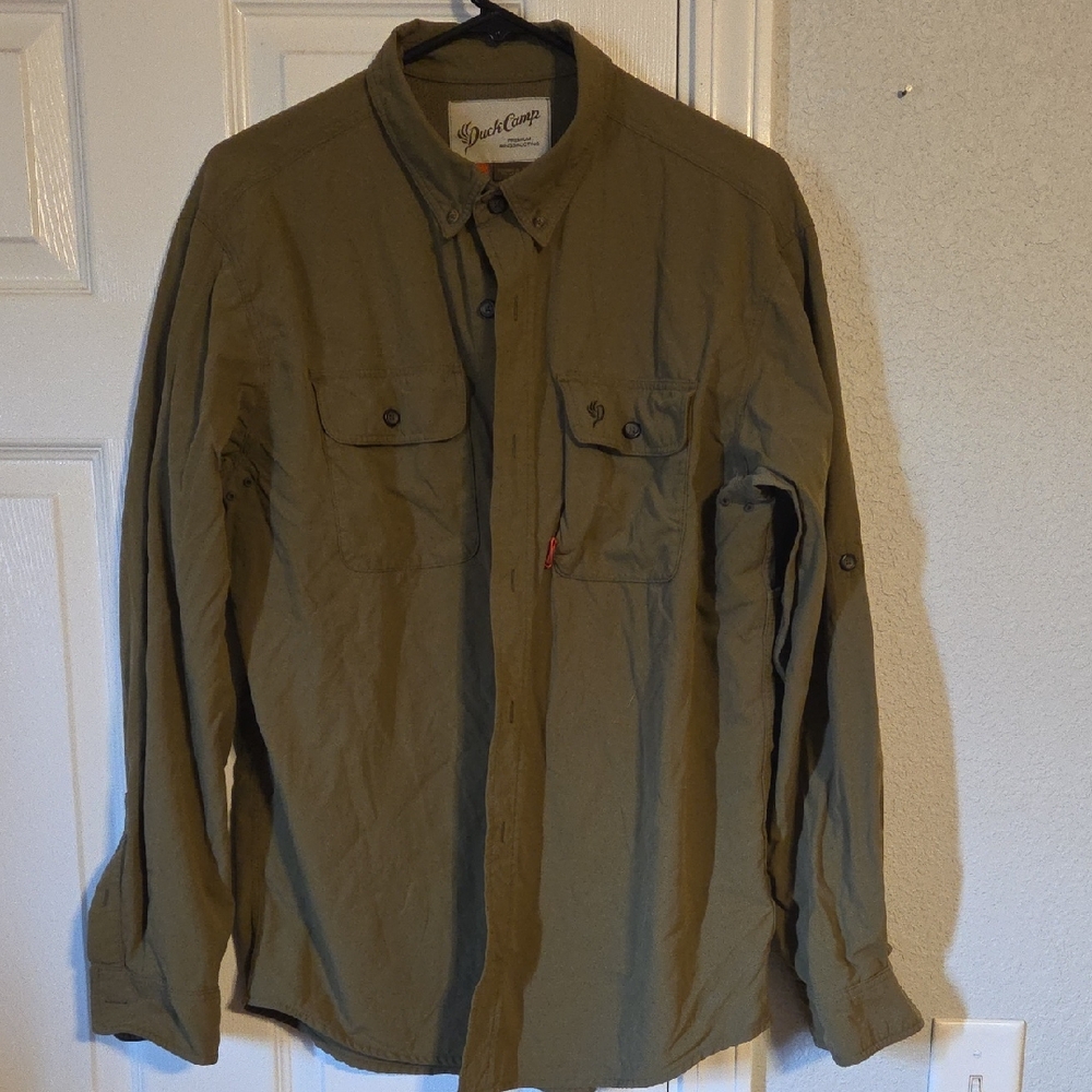 Olive Green Button-Up Shirt